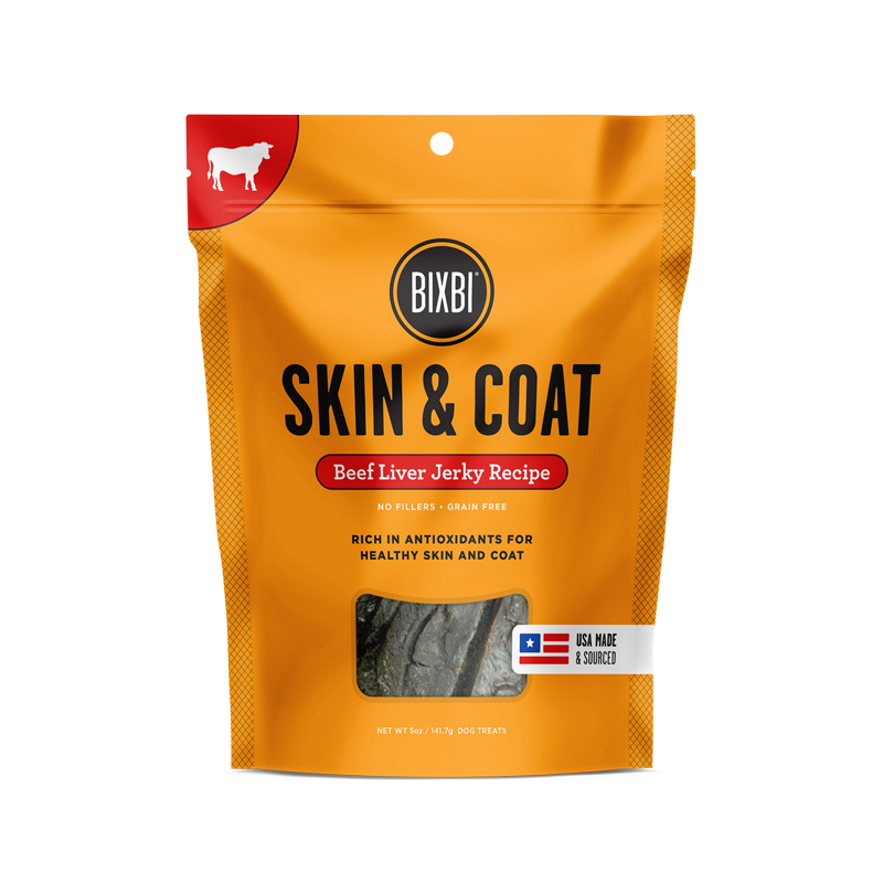 BIXBI Skin &amp; Coat Beef Liver Jerky Dog Treats 340g