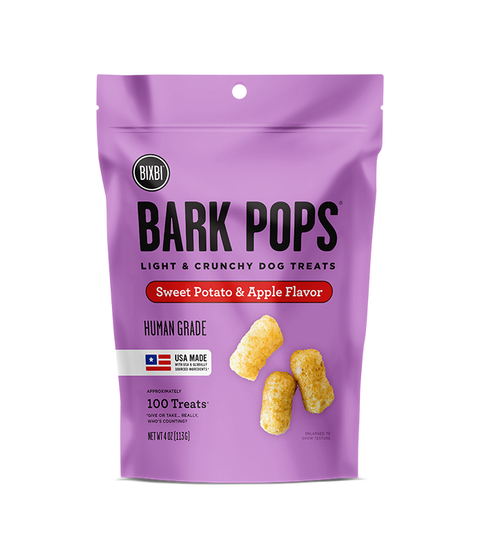 BIXBI Bark Pops Chicken-Free Sweet Potato &amp; Apple Flavor Light &amp; Crunchy Dog Treats 113g