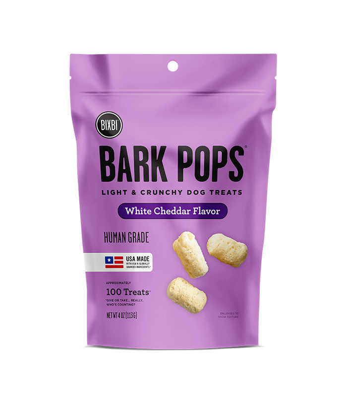 BIXBI Bark Pops Chicken-Free White Cheddar Flavor Light &amp; Crunchy Dog Treats 113g