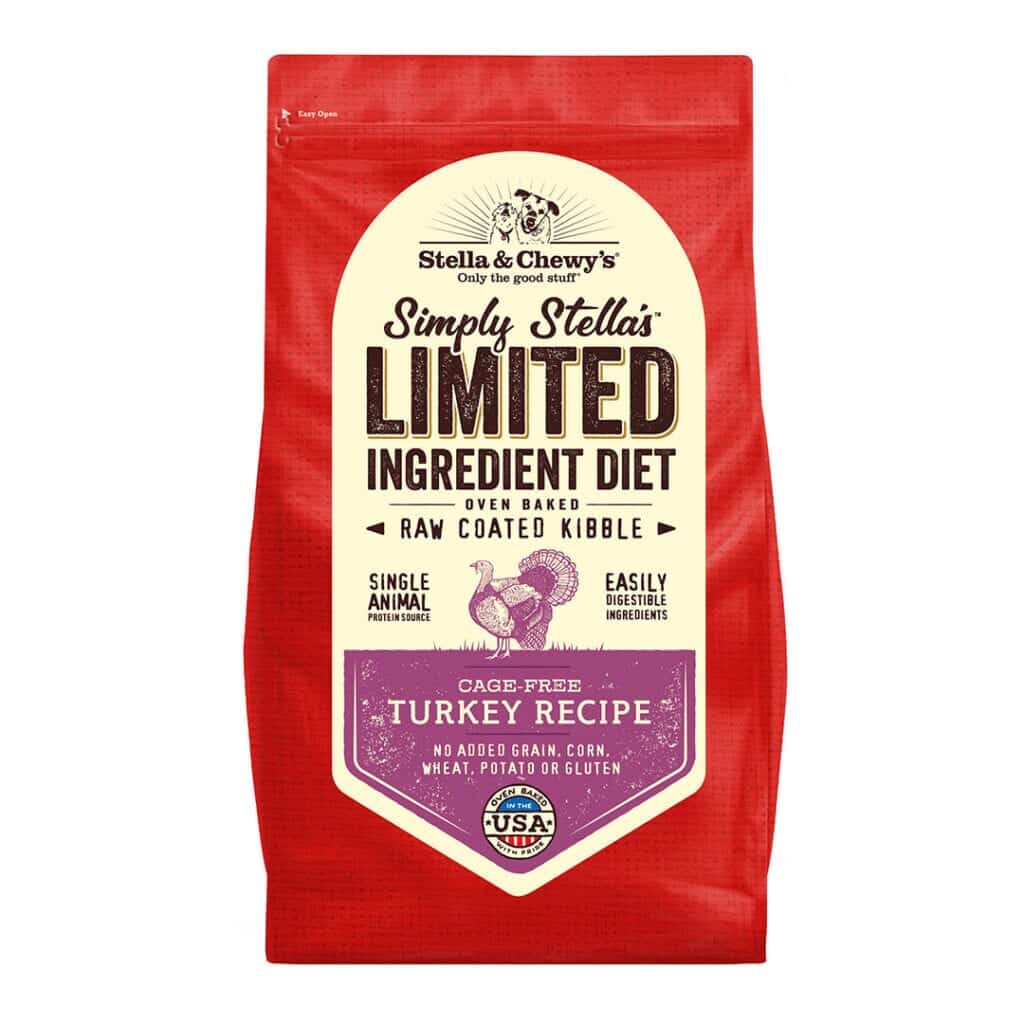 STELLA &amp; CHEWY'S SIMPLY STELLA LIMITED INGREDIENT CAGE-FREE TURKEY RECIPE RAW COATED KIBBLE DRY DOG FOOD 10kg