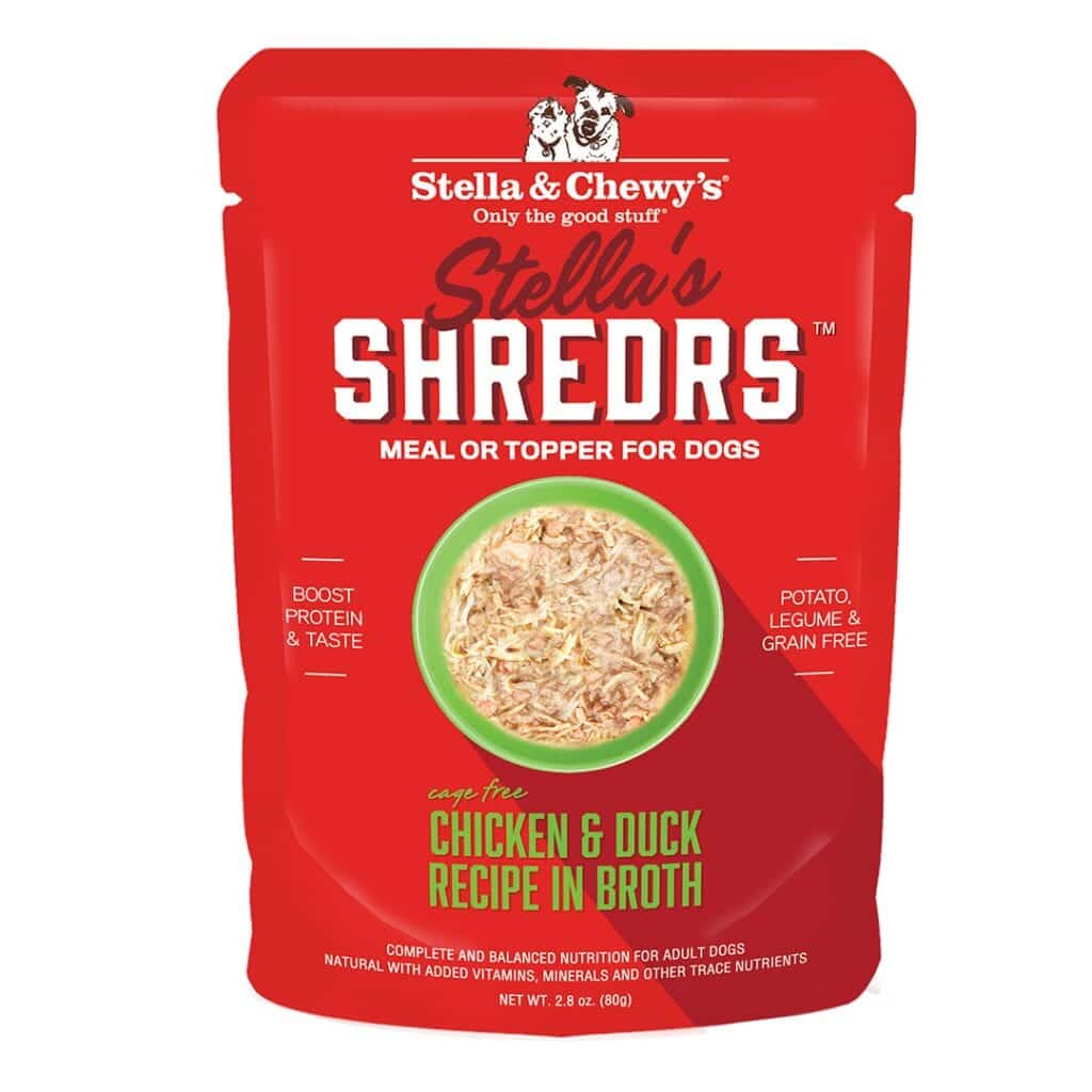 STELLA &amp; CHEWY'S STELLAS SHREDRS CHICKEN &amp; DUCK RECIPE IN BROTH ADULT WET DOG FOOD 80g