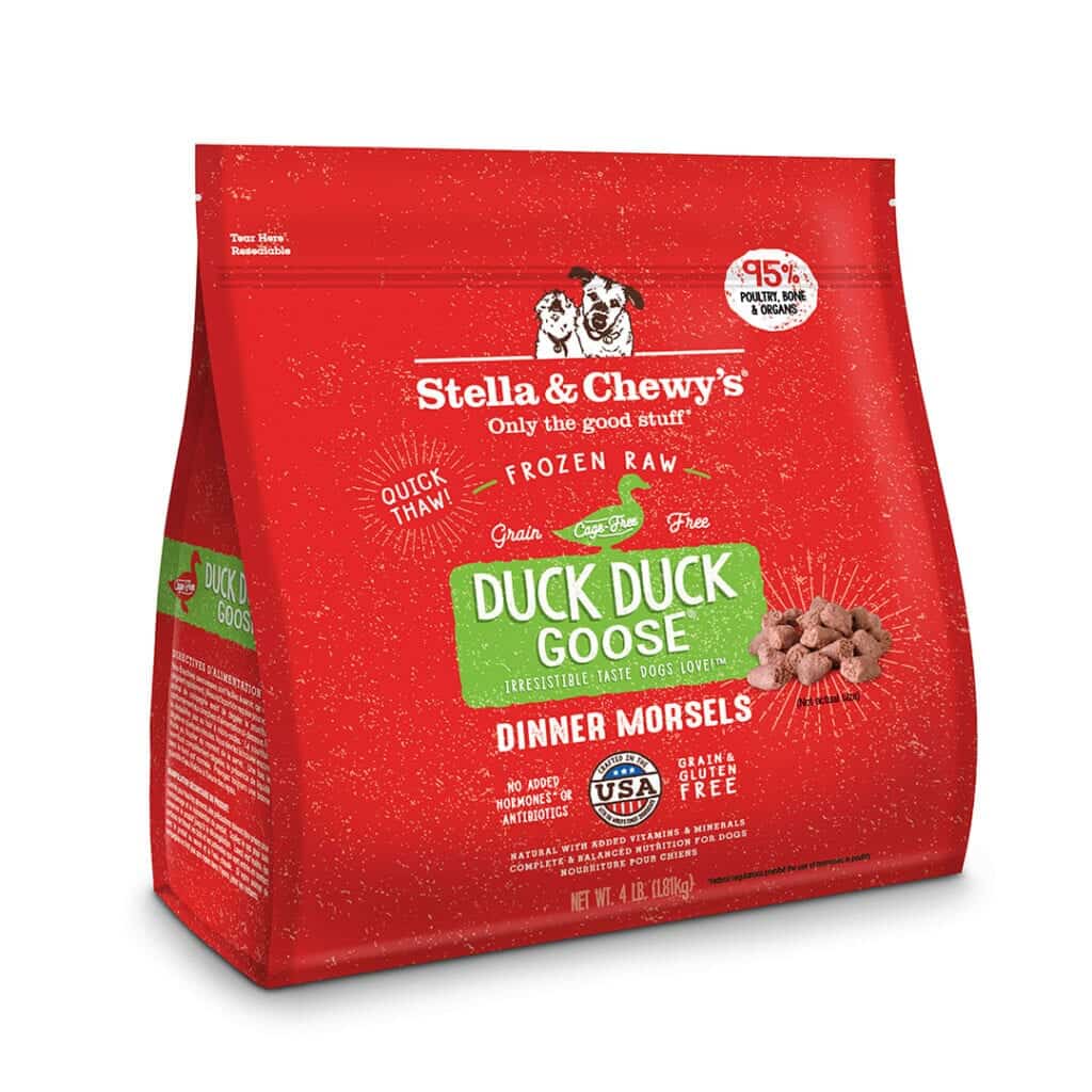 STELLA &amp; CHEWY'S DUCK DUCK GOOSE FROZEN RAW DINNER MORSELS DOG FOOD 1.8kg