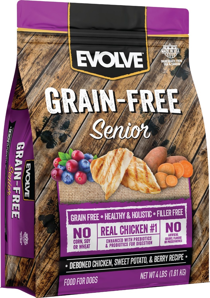 EVOLVE GRAIN FREE SENIOR FORMULA CHICKEN, SWEET POTATO, &amp; BERRY RECIPE DRY DOG FOOD 1.8kgkg