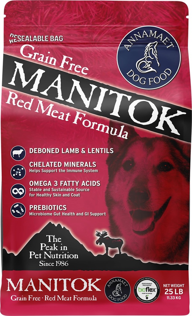 Annamaet Grain-Free Manitok Red Meat Formula Dry Dog Food 11.3kg