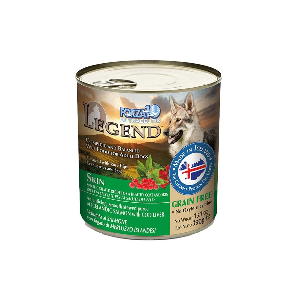 FORZA10 NUTRACEUTIC LEGEND SKIN ICELANDIC FISH RECIPE GRAIN-FREE PACK OF 112 CANNED DOG FOOD 390g