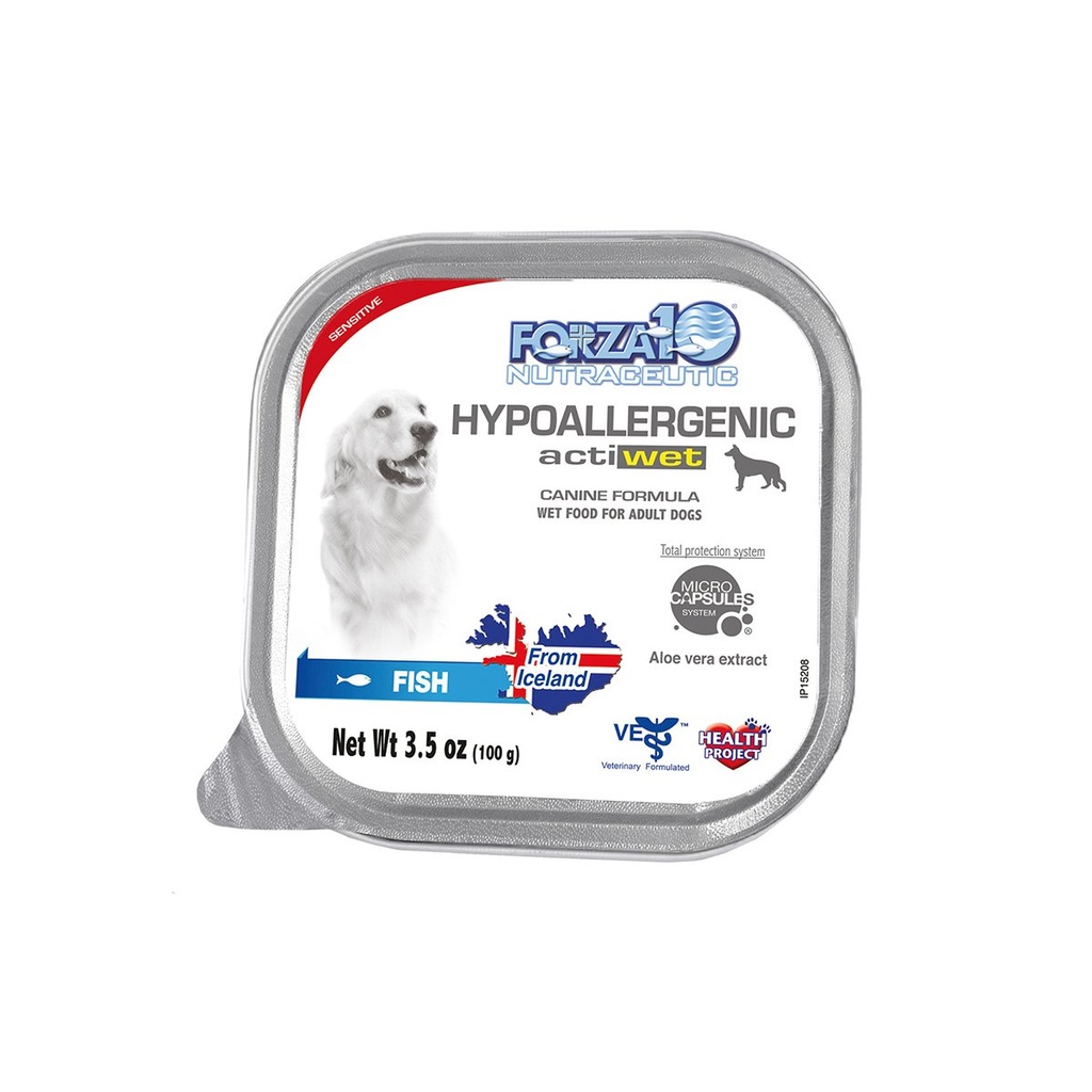 FORZA10 NUTRACEUTIC ACTIWET HYPOALLERGENIC ICELANDIC FISH RECIPE 32 PACK CANNED DOG FOOD 100g