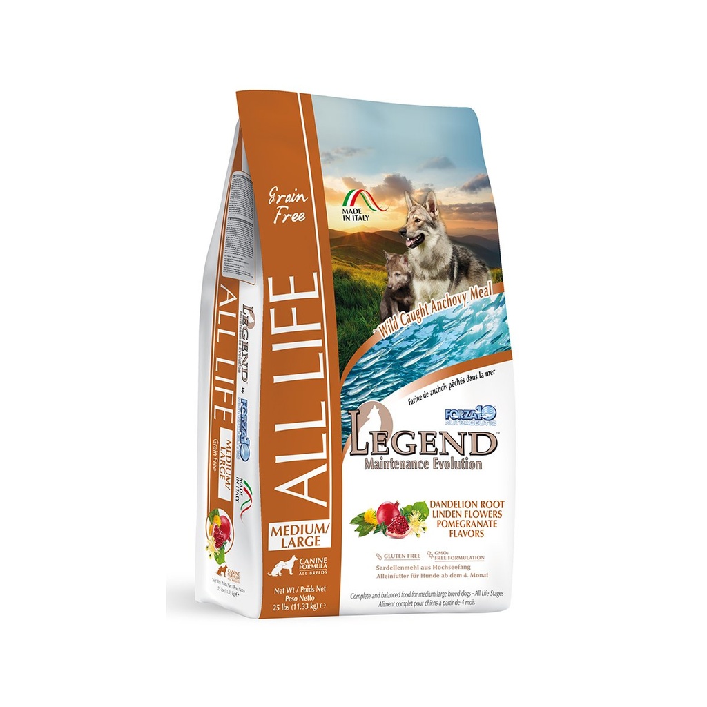 FORZA10 NUTRACEUTIC LEGEND ALL LIFE MEDIUM &amp; LARGE BREED GRAIN-FREE WILD CAUGHT ANCHOVY DRY DOG FOOD 11.33kg