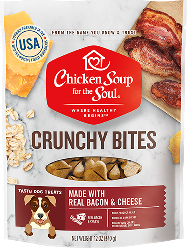 CHICKEN SOUP FOR THE SOUL Crunchy Bites Bacon &amp; Cheese Dog Treats 340g