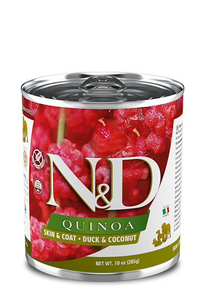 FARMINA N&amp;D QUINOA SKIN&amp;COAT DUCK AND COCONUT CASE OF 12 WET CANNED DOG FOOD 285G