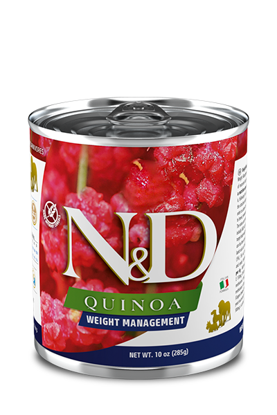 FARMINA N&amp;D QUINOA WEIGHT MANAGEMENT CASE OF 12 WET CANNED DOG FOOD 285G