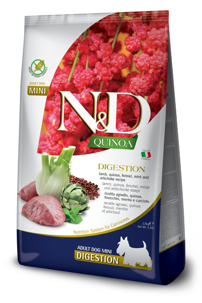 FARMINA N&amp;D QUINOA DIGESTION LAMB MINI DRY DOG FOOD 2.5KG