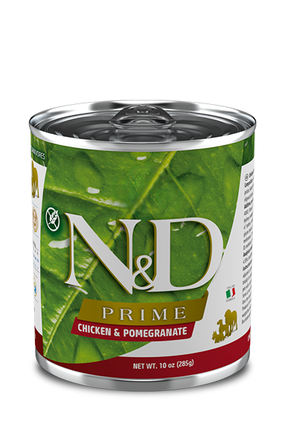 FARMINA N&amp;D PRIME CHICKEN &amp; POMEGRANATE ADULT CASE OF 6 WET CANNED DOG FOOD 285G