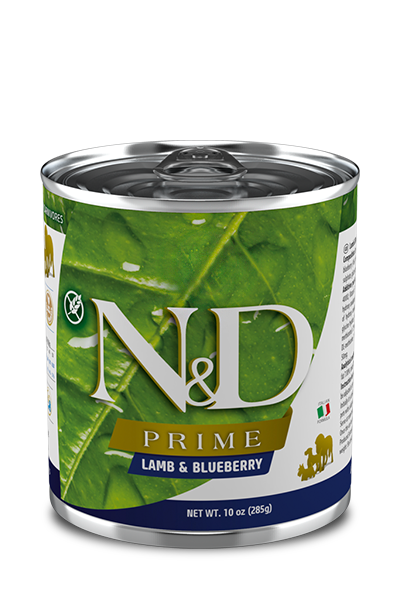 FARMINA N&amp;D PRIME LAMB &amp; BLUEBERRY ADULT CASE OF 6 WET CANNED DOG FOOD 285G