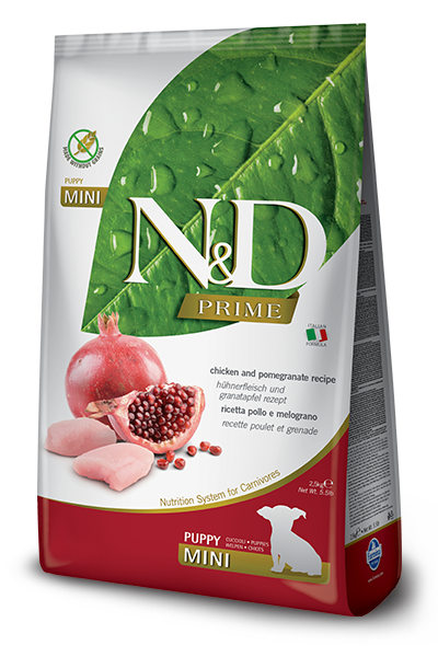 FARMINA N&amp;D PRIME CHICKEN &amp; POMEGRANATE PUPPY MINI BREED GRAIN FREE DRY DOG FOOD 2.5KG