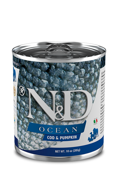 FARMINA N&amp;D OCEAN COD &amp; PUMPKIN ADULT CASE OF 6 WET CANNED DOG FOOD 285G