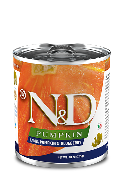 FARMINA N&amp;D PUMPKIN LAMB, PUMPKIN &amp; BLUEBERRY ADULT CASE OF 6 WET CANNED DOG FOOD 285G
