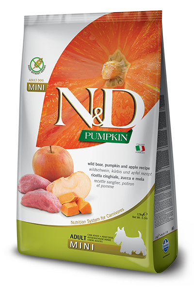 FARMINA N&amp;D PUMPKIN, BOAR &amp; APPLE ADULT MINI BREED GRAIN FREE DRY DOG FOOD 7KG