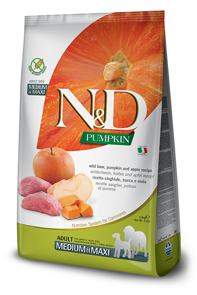 FARMINA N&amp;D PUMPKIN, BOAR &amp; APPLE ADULT MEDIUM AND MAXI BREED GRAIN FREE DRY DOG FOOD 12KG