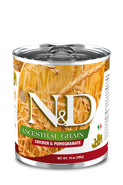 FARMINA N&amp;D ANCESTRAL GRAIN CHICKEN &amp; POMEGRANATE ADULT MINI BREED CASE OF 6 WET CANNED DOG FOOD FOOD 285G