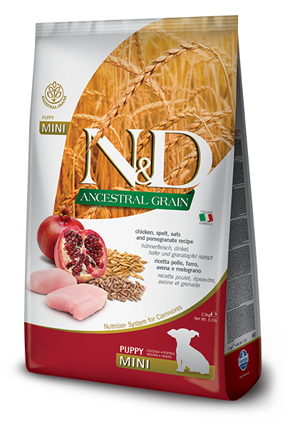 FARMINA N&amp;D ANCESTRAL GRAIN CHICKEN &amp; POMEGRANATE PUPPY MINI BREED DRY DOG FOOD 2.5KG