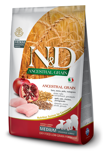 FARMINA N&amp;D ANCESTRAL GRAIN CHICKEN &amp; POMEGRANATE PUPPY MEDIUM BREED DRY DOG FOOD 12KG