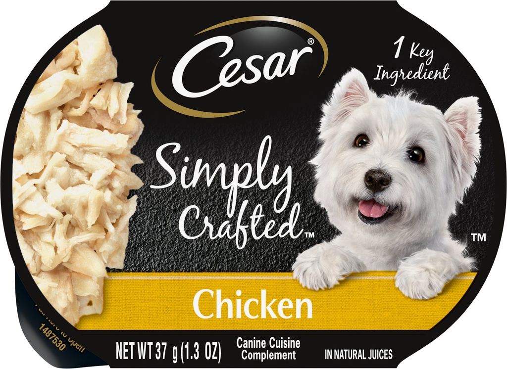 Cesar Simply Crafted Chicken Limited-Ingredient Case of 10 Wet Dog Food Topper 37g