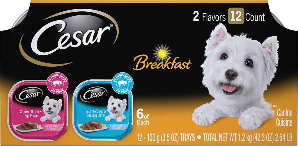 Cesar Breakfast Classic Loaf in Sauce Multipack of 12 Wet Dog Food 1.2kg