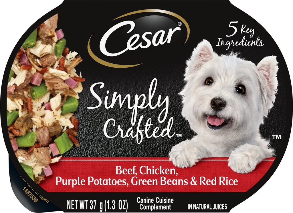 Cesar Simply Crafted Beef, Chicken, Purple Potatoes, Green Beans &amp; Red Rice Case of 10 Wet Dog Food Topper 37g