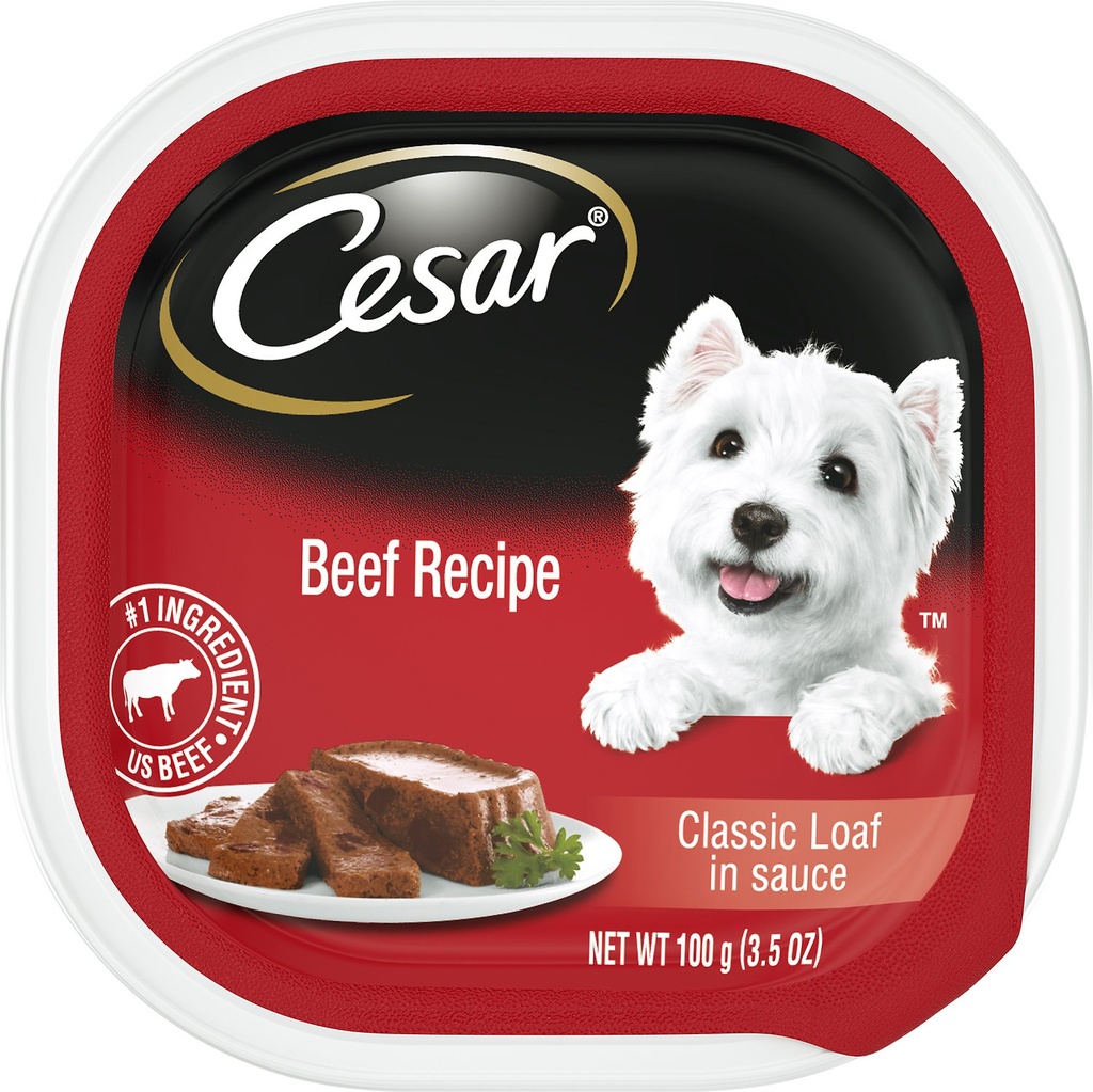 Cesar Classic Loaf in Sauce Beef Recipe Case of Wet Dog Food Trays 100g