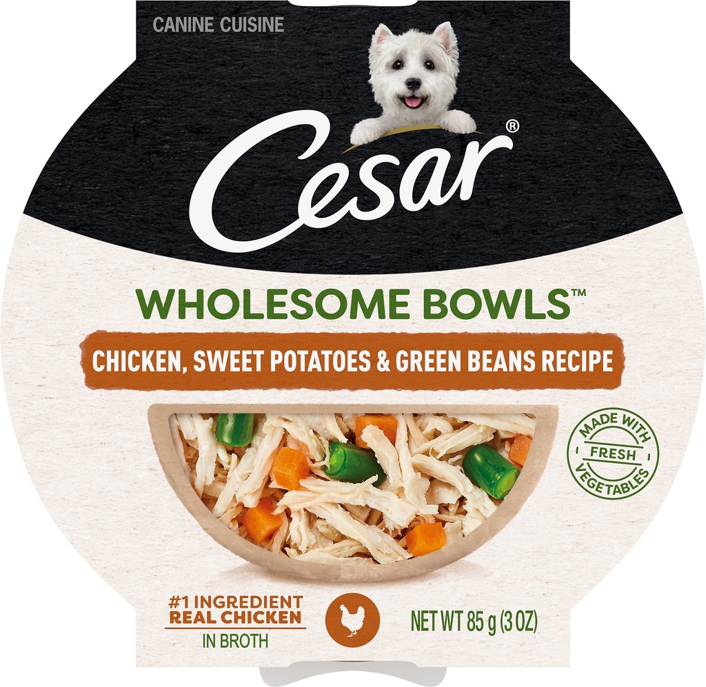 Cesar Wholesome Bowls Chicken, Sweet Potato &amp; Green Beans Recipe Case of 10 Wet Dog Food 85g