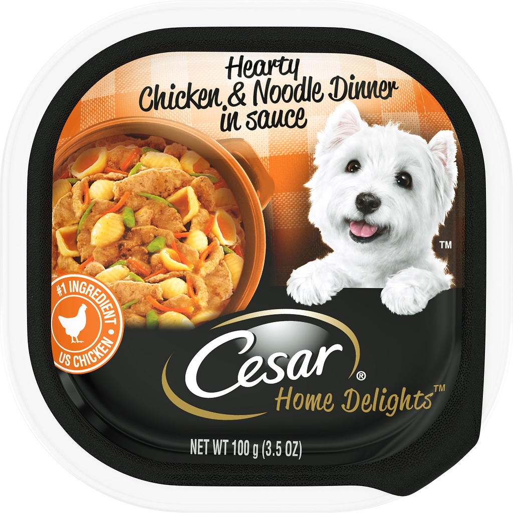 Cesar Home Delights Hearty Chicken &amp; Noodle Dinner in Sauce Case of 24 Wet Dog Food Trays 100g