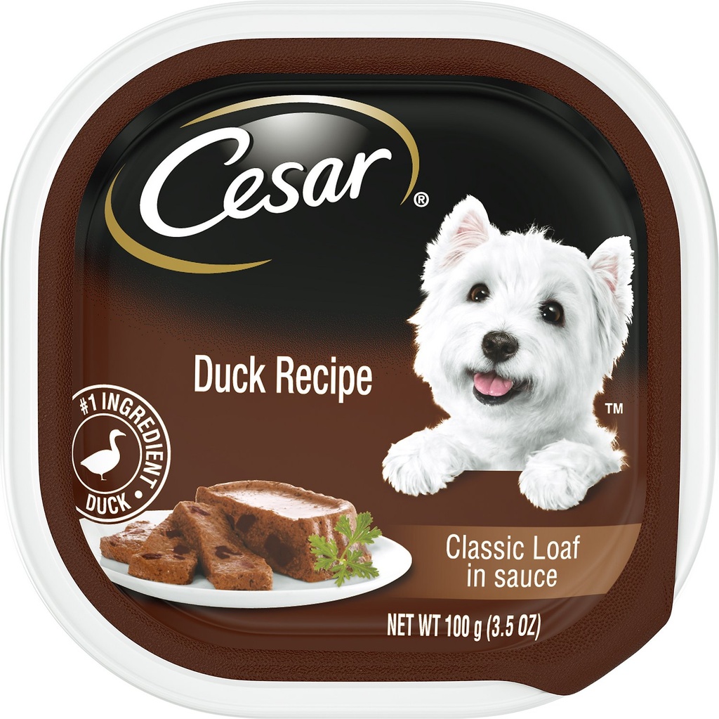 Cesar Classic Loaf in Sauce Duck Recipe Case of 24 Wet Dog Food Trays 100g