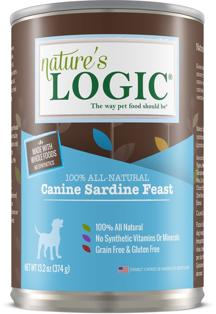 Nature's Logic Canine Sardine Feast Grain-Free Case of 12 Wet Canned Dog Food, 374g