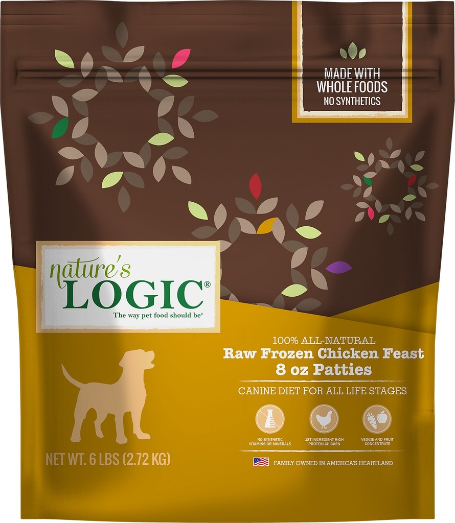 Nature's Logic All-Natural Grain-Free Chicken Feast Patties Raw Frozen Dog Food 2.27kg