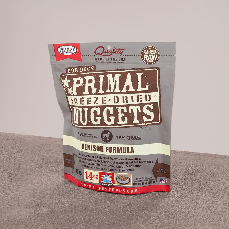 PRIMAL BALANCED BASE VENISON FORMULAR CANINE FREEZE-DRIED NUGGETS GRAIN-FREE DOG FOOD 397G