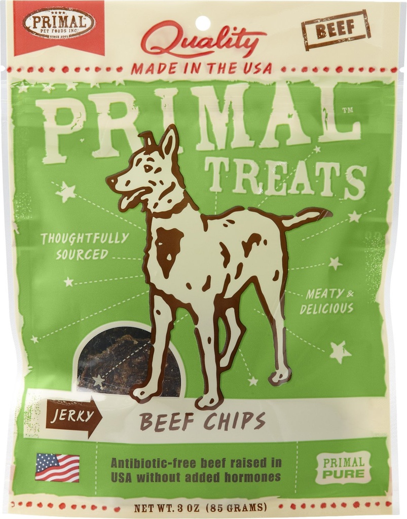 PRIMAL Beef Chips Jerky Dog Treats 85g