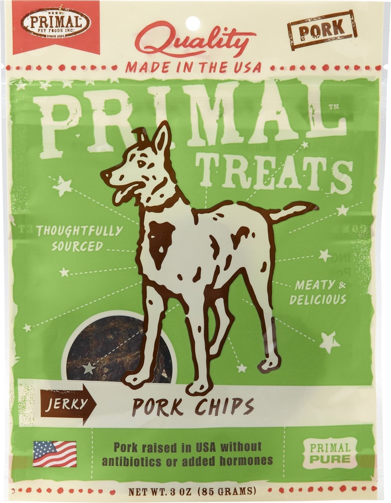 PRIMAL Organic Pork Chips Jerky Dog Treats 85g