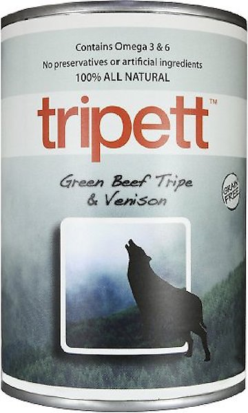 PETKIND Tripett New Zealand Green Beef Tripe, Venison Grain-Free Case of 12 Canned Dog Food 362g