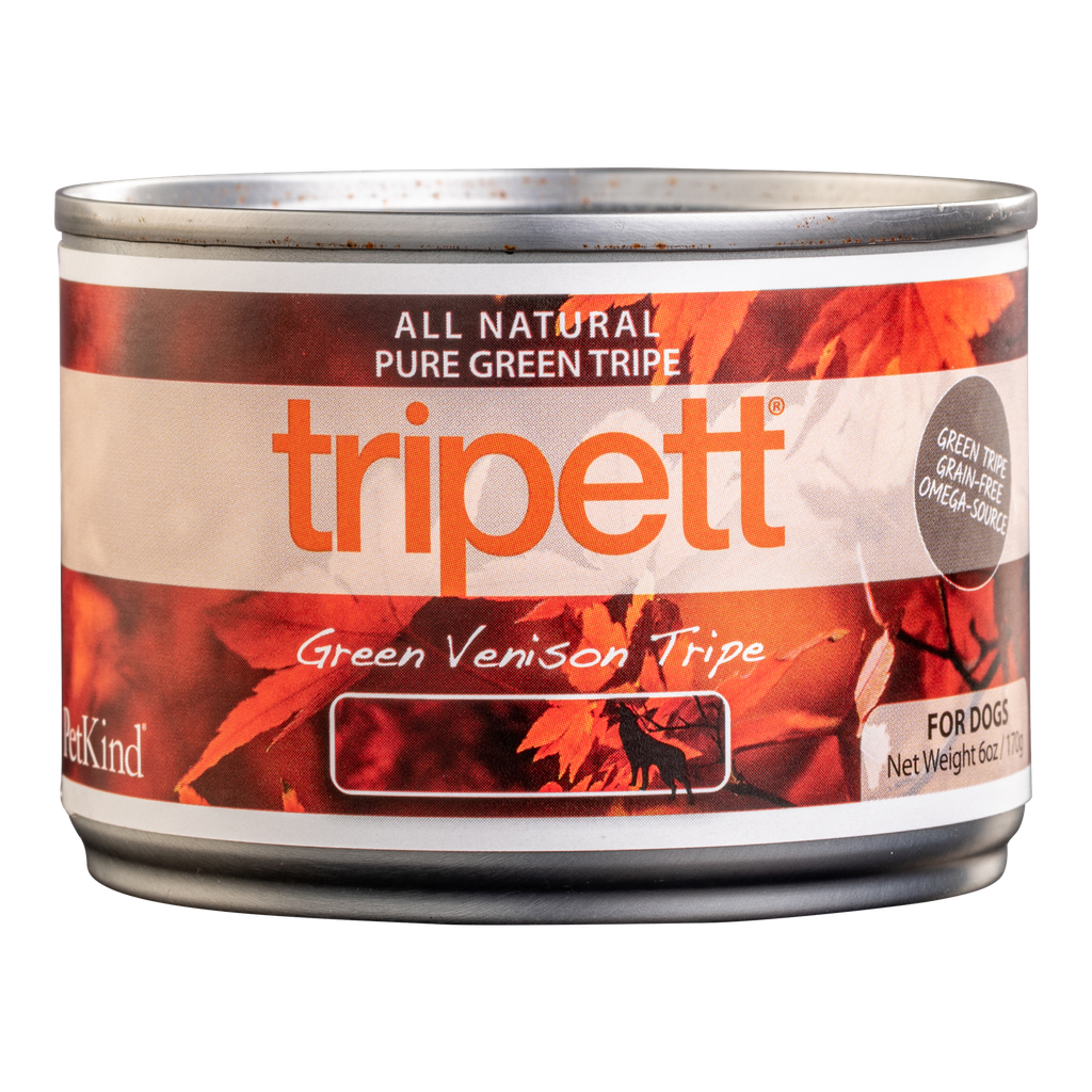 PETKIND Tripett Original Formula Green Venison Tripe Grain-Free Case of 24 Wet Canned Dog Food 170g