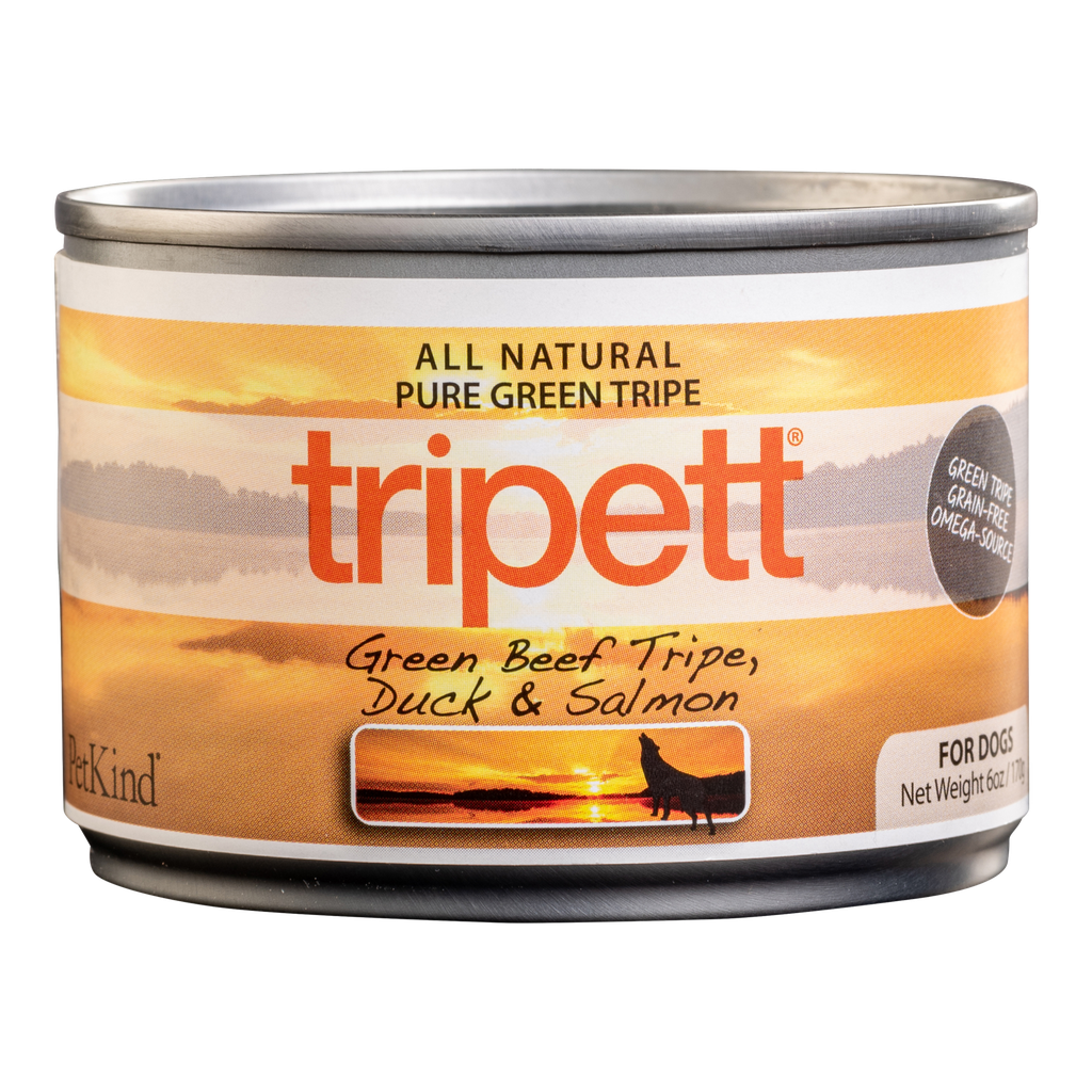 PETKIND Tripett Original Beef Tripe, Duck &amp; Salmon Formula Grain-Free Case of 24 Wet Canned Dog Food 170g