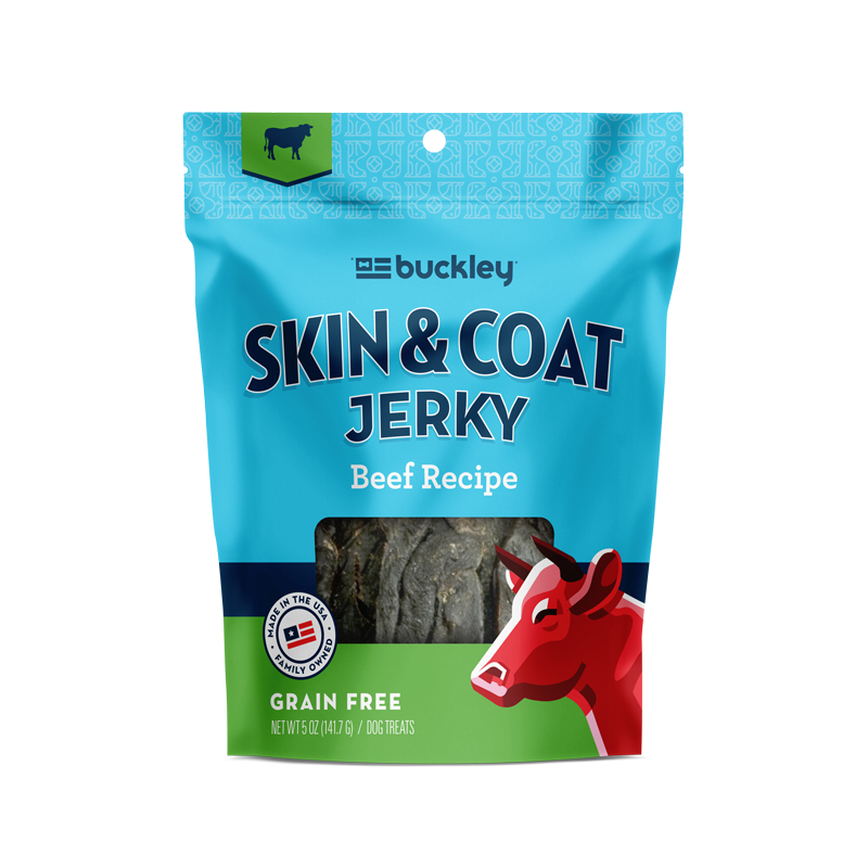 BUCKLEY Skin &amp; Coat Jerky Beef Liver Recipe Grain-Free Dog Treats 141.7g