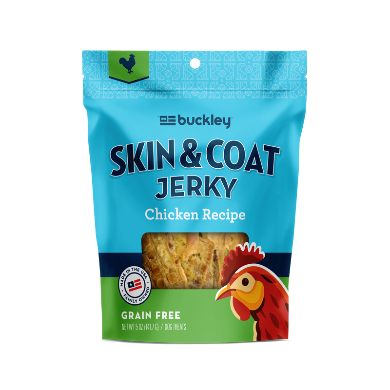 BUCKLEY Skin &amp; Coat Jerky Chicken Recipe Grain-Free Dog Treats 141.7g