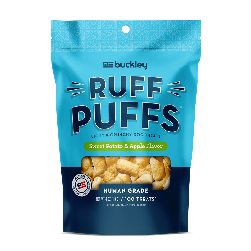 BUCKLEY Ruff Puffs Sweet Potato &amp; Apple Flavor Human Grade Dog Treats 113g