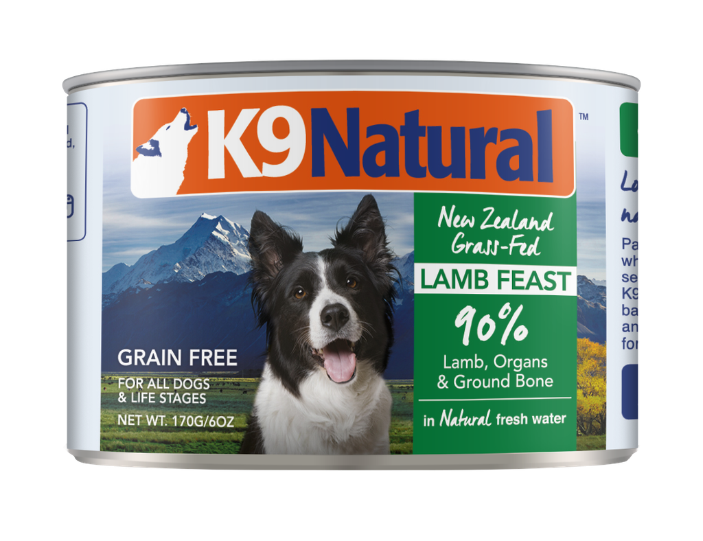 K9 NATURAL Grass-Fed Lamb Feast Grain-Free Case of 24 Wet Canned Dog Food 170g
