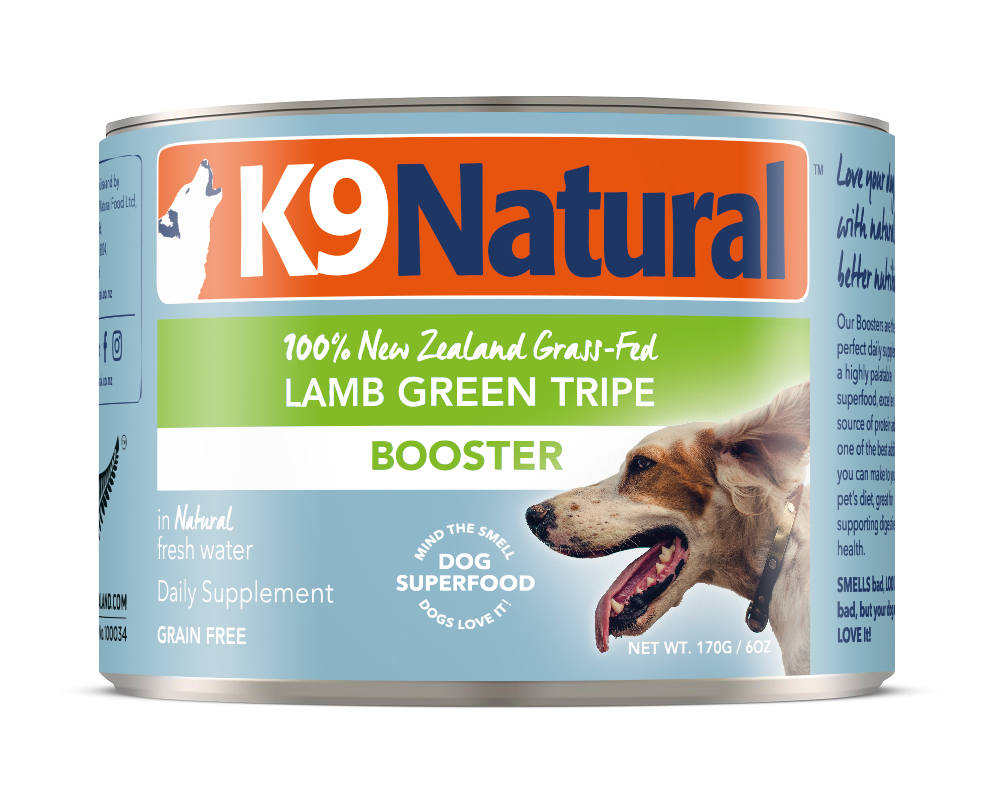 K9 NATURAL Booster Lamb Green Tripe Grain-Free Case of 24 Wet Canned Dog Food Supplement 170g