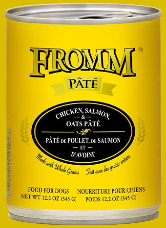 FROMM Whole Grain Salmon, Chicken &amp; Oats Pate Case of 12 Wet Canned Dog Food 345g