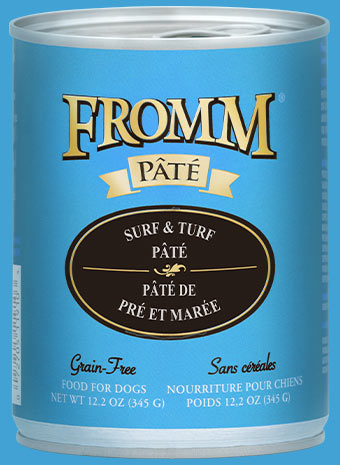 FROMM Grain Free Surf &amp; Turf Pate Case of 12 Wet Canned Dog Food 345g