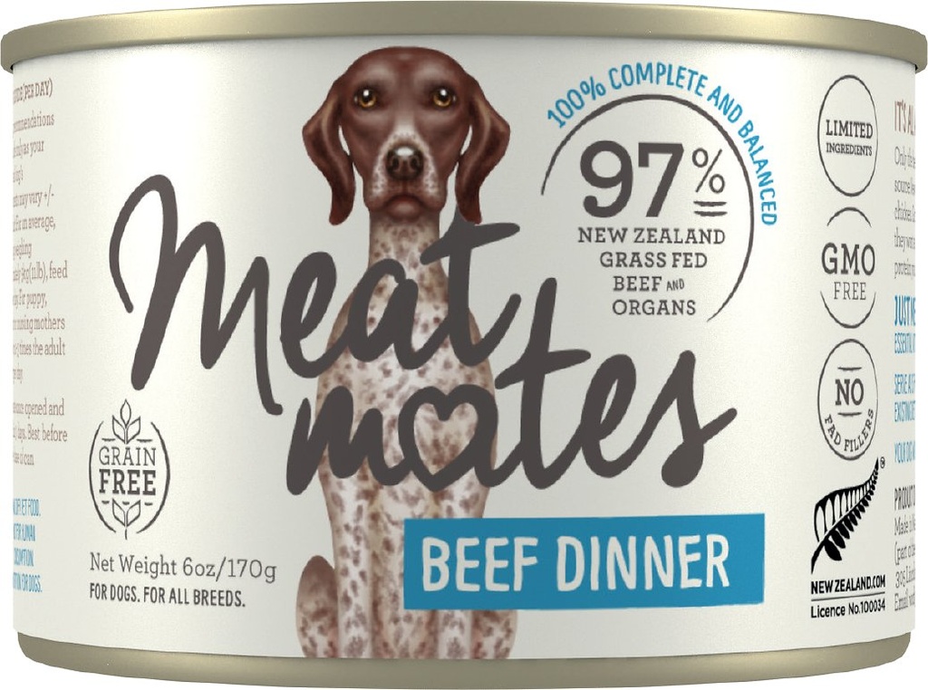 MEAT MATES BEEF DINNER CASE OF 24 WET CANNED DOG FOOD 170G