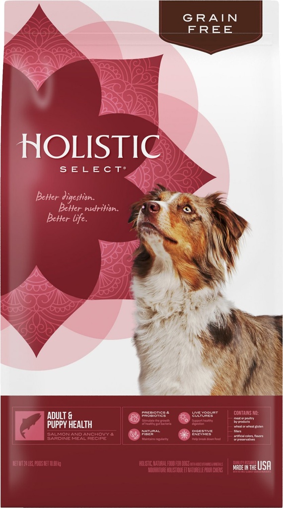 HOLISTIC SELECT Adult &amp; Puppy Grain-Free Salmon, Anchovy &amp; Sardine Meal Recipe Dry Dog Food 10.88kg