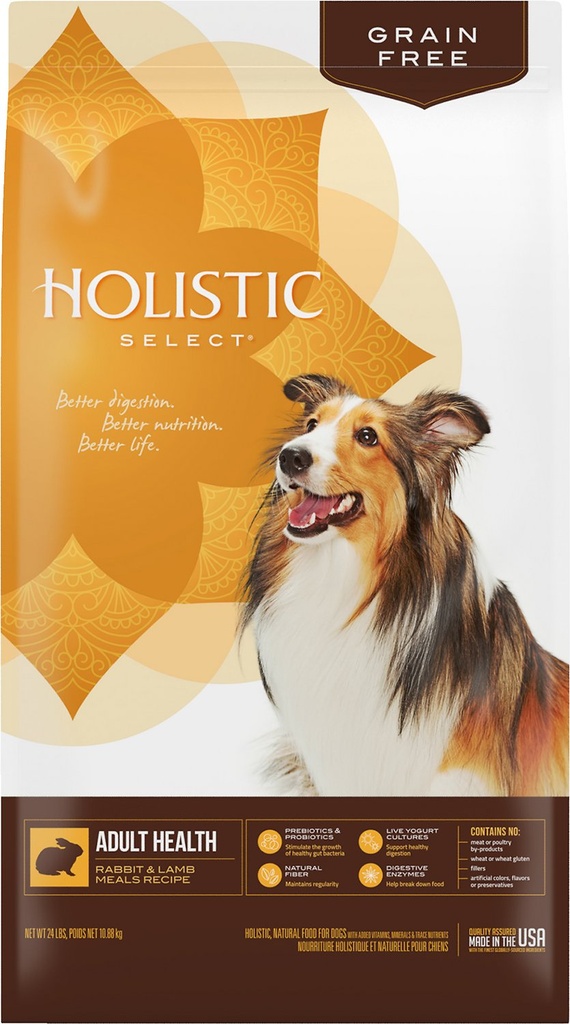 HOLISTIC SELECT Adult Health Grain-Free Rabbit &amp; Lamb Meal Dry Dog Food 10.88kg